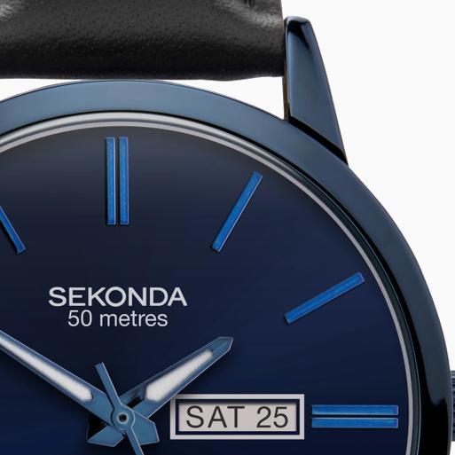 Sekonda men's blue dial black discount rubber strap watch